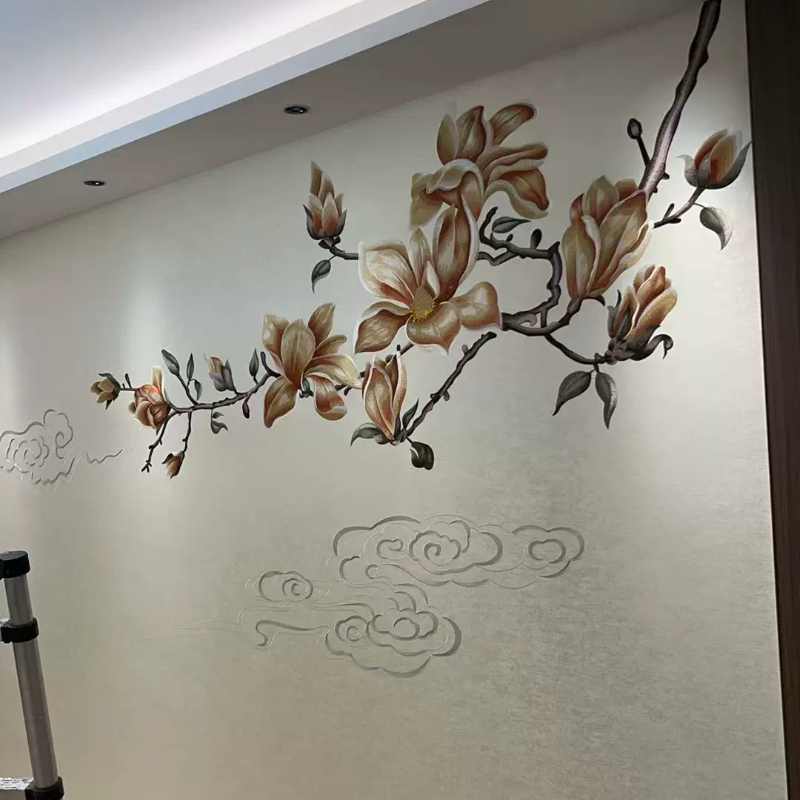 独绣刺绣无缝壁布花鸟玉兰花香客厅电视沙发背景墙布新中式独秀,家装主材,无缝墙布/无缝壁布,淘宝优惠券,粉丝福利购,淘宝优惠卷