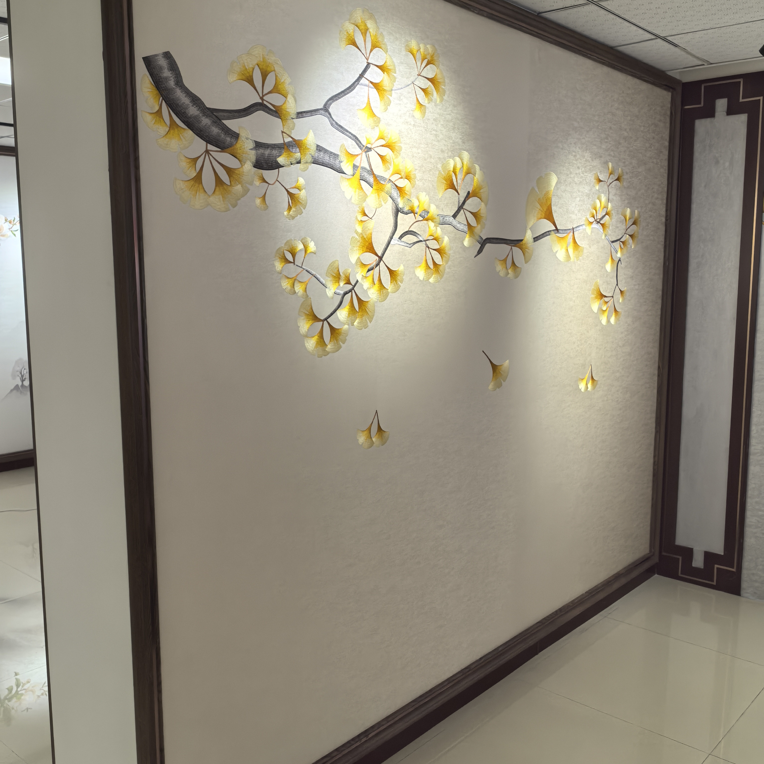 独绣刺绣无缝壁布花鸟银杏飞舞客厅电视沙发背景墙布新中式壁画,家装主材,无缝墙布/无缝壁布,淘宝优惠券,粉丝福利购,淘宝优惠卷