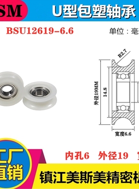 MSM包塑轴承滑轮U槽凹槽轨道轮导轮过线吊轮塑料轮BSU12619-6.6