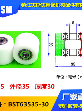 厂家直销包塑轴承双轴承尼龙滑轮POM高承载轨道滑轮BST63535-30