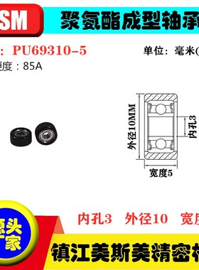 美斯美透明微型包胶轴承滑轮85A聚氨酯滚轮静音耐磨-PU69310-5