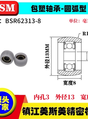 MSM美斯美高耐磨高承载包塑轴承POM塑料轴承滑轮滚轮BSR62313-8