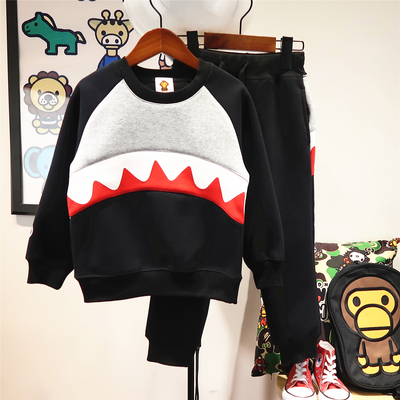 儿童休闲纯棉一体绒卫衣运动裤