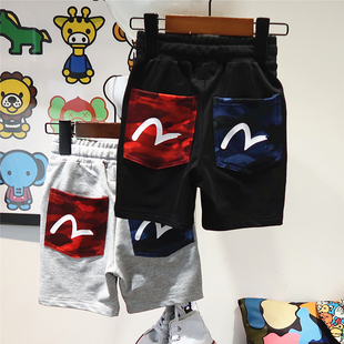 优米潮牌童装男童女童纯棉迷彩拼接五分裤 宝宝运动休闲M弹力短裤