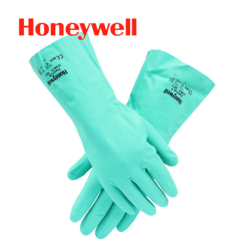 霍尼韦尔2094831耐酸碱溶剂工业手套 防化耐油劳保丁腈 橡胶防护
