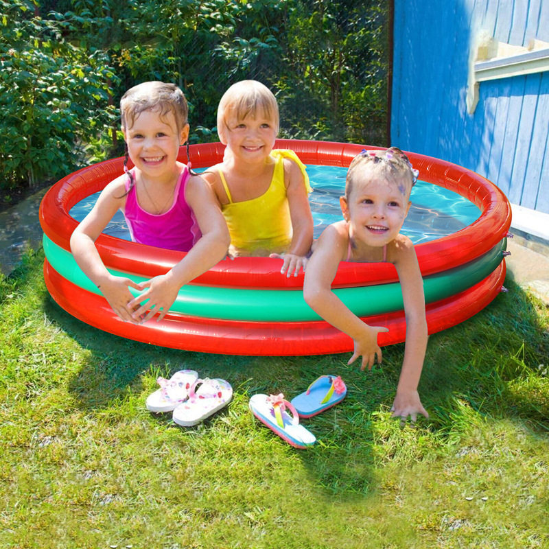 儿童充气游泳池圆形三层西瓜戏水池户外玩水池海洋球池波波钓鱼池