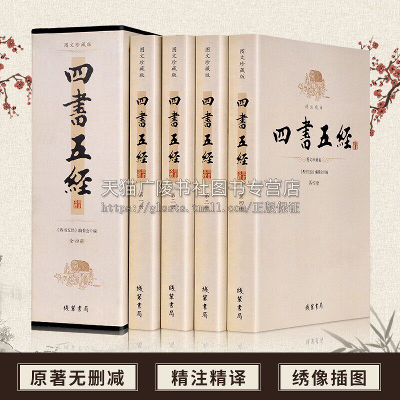 四书五经【全4册】全版无删减原文带注释译文国学经典中国古典文学论语大学中庸易经道德经全集经典书籍