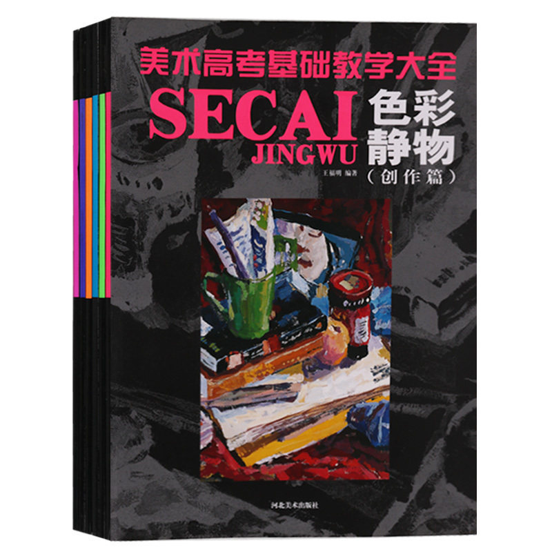 正版 美术高考基础教学大全系列(共6册)色彩静物基础篇/创作篇/素描静物/设计基础/素描肖像/色彩风景 河北美术出版社