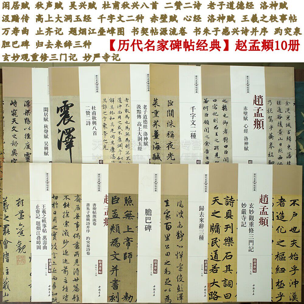 历代名家碑帖经典 赵孟頫（共10册）赤壁赋洛神赋行书千字文归去来辞闲居赋秋声赋胆巴碑超清原帖彩色放大书法字帖书籍 中国书店