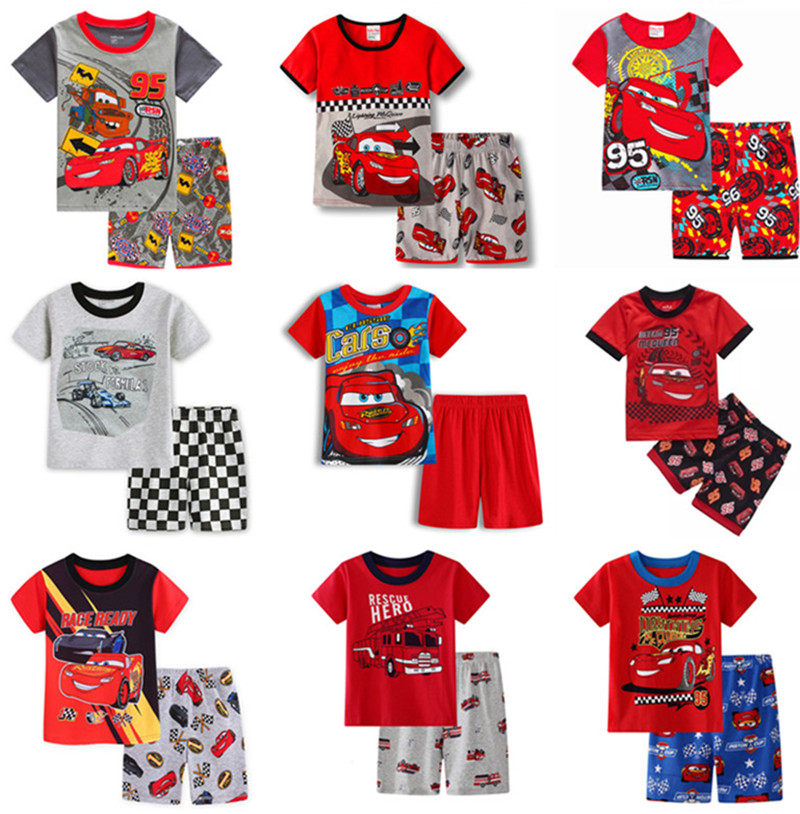 汽车总动员衣服童装2024夏季新款男童夏装儿童短袖T恤两件套装潮