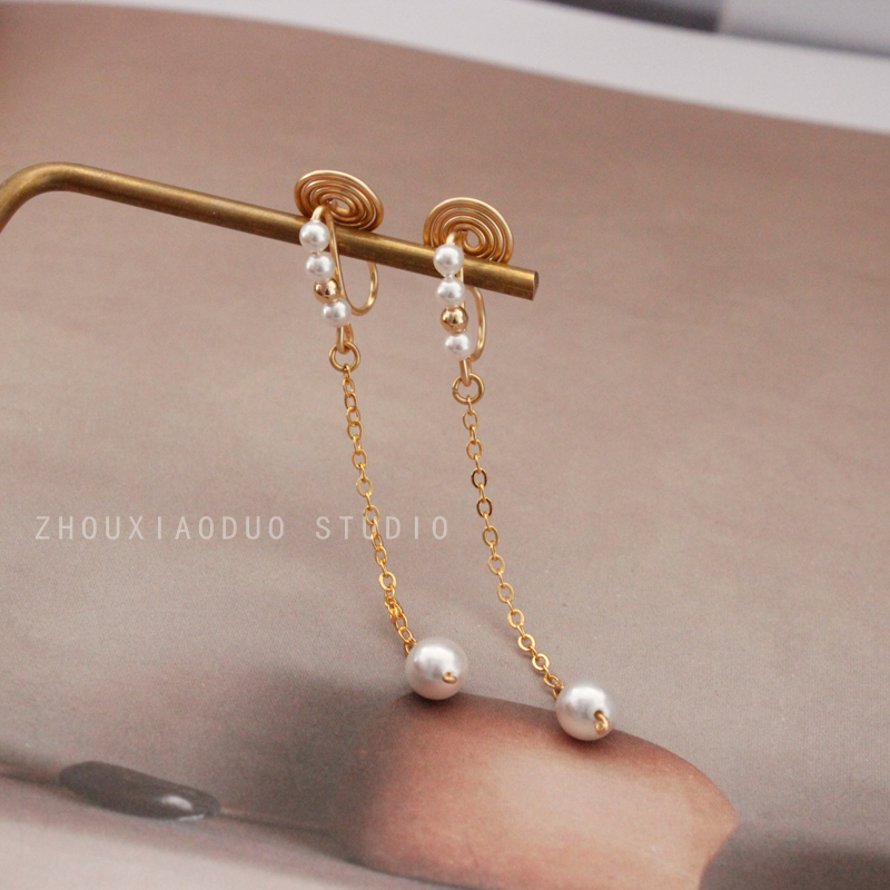 珍珠流苏显脸瘦蚊香盘耳夹