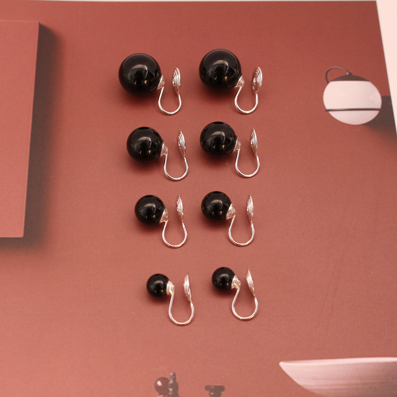 黑玛瑙耳钉耳夹学生森系免打孔