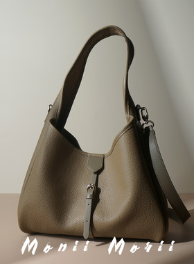 怪兽君小众法式真皮腋下包通勤托特包单肩包头层牛皮百搭女包包潮