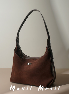 怪兽君小众法式饺子包磨砂牛皮腋下包真皮斜挎包通勤单肩包包百搭