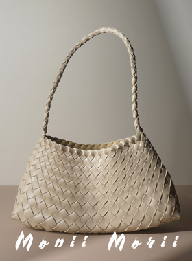 怪兽君小众法式腋下包编织单肩包女包包时尚手拎包复古通勤月牙包