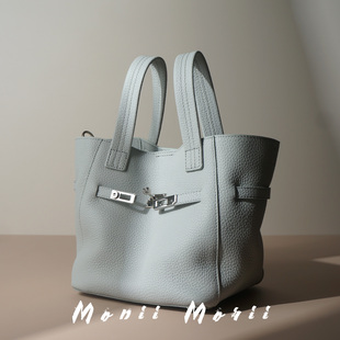 怪兽君小众真皮菜篮子包通勤水桶包头层牛皮手拎包单肩包高级感潮