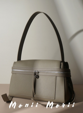 怪兽君2025新款大嘴包头层牛皮腋下包通勤大容量单肩包真皮斜挎包