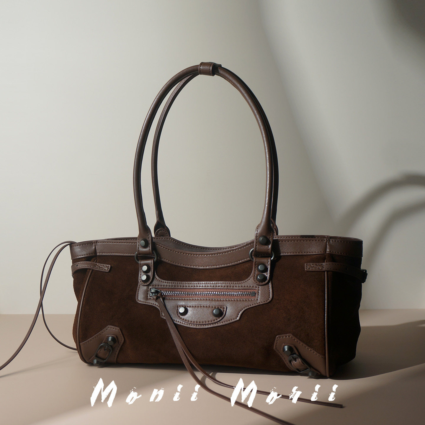 怪兽君2025秋冬新款真皮腋下包磨砂牛皮机车包复古时尚单肩包手拎,箱包皮具/热销女包/男包,腋下包,淘宝优惠券,粉丝福利购,淘宝优惠卷