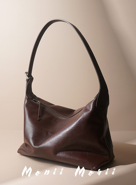 怪兽君包包2025新款植鞣牛皮饺子包简约百搭小方包多用腋下包斜挎