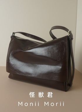 怪兽君包包2025新款头层牛皮油蜡托特包通勤大容量单肩包牛皮女包