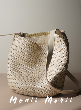 怪兽君小众法式编织水桶包单肩斜挎包2025新款包包腋下包时尚通勤