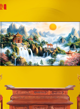 横版仙家堂口客厅山水画