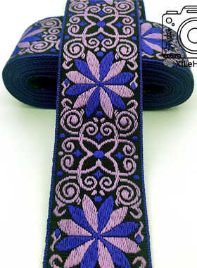 5cm 宽 提花织带 紫色圆形花织带 箱包辅料