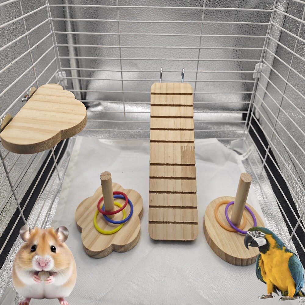 跨境热销仓鼠木制玩具鹦鹉站台仓鼠啃咬解闷玩具鸟笼装饰玩具