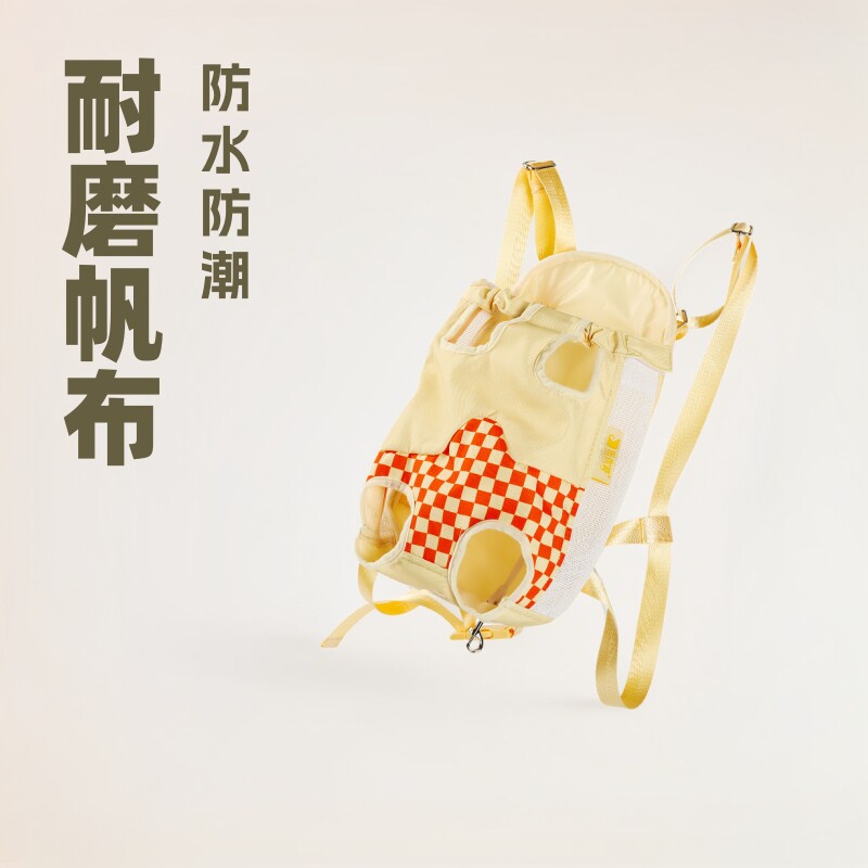 跨境宠物外出便携式双肩猫包狗狗猫咪麻棉小型犬胸前四脚背包批发