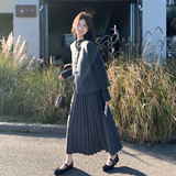 已出货春装新款毛呢马甲长裙两件套连衣裙8189p195k318，女装套装/套裙，2B186
