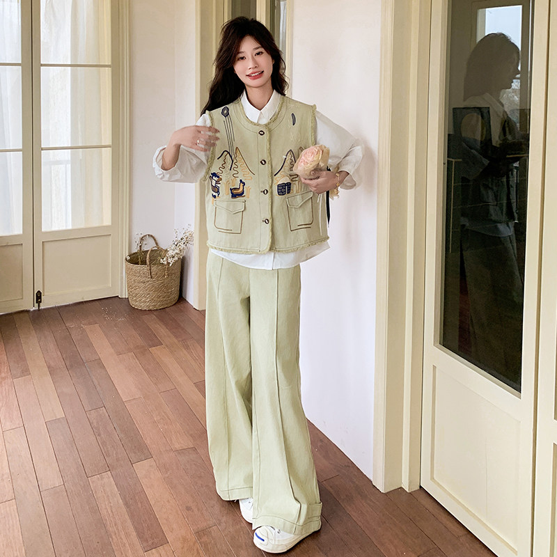 牛仔重工刺绣套装8080衬衫P95k168两件套P200k298三件套p270k398,女装套装/套裙,浙宝186