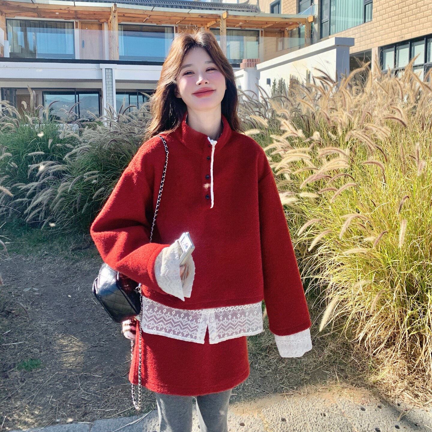 已出货新款红色毛呢套装可以当春款8187p150k238,女装套装/套裙,2B186