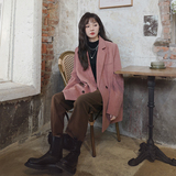 春新款宽松灯芯绒西装外套女装休闲百搭显瘦上衣，女装西装，韩秀