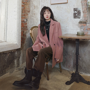 春新款宽松灯芯绒西装外套 女装休闲百搭显瘦上衣图片