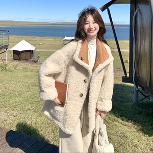 现货主推款加厚皮毛一体外套羊羔毛两面穿大衣 8156p210k328,女装皮草,浙宝186