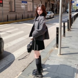 新款手发图千鸟格羊毛尼短款双面毛呢外套8133p205k318，女装毛呢外套，浙宝186