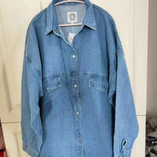 型超宽松外套 大版 美特斯邦威男女长袖 牛仔外套春夏翻领舒适中长款