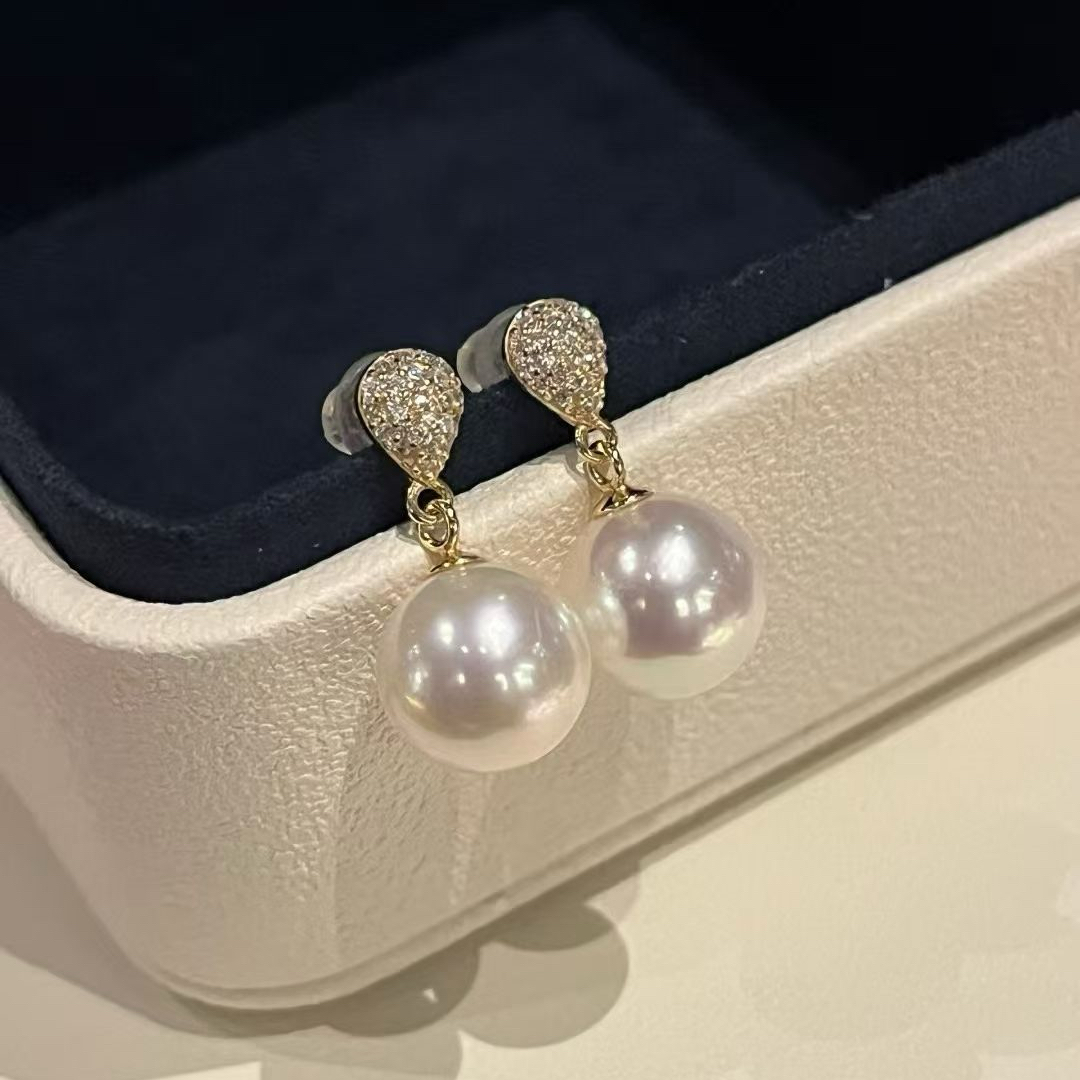 诸暨山下湖珍珠 10-11mm天然淡水真珍珠耳环 许我耀眼许研同款女