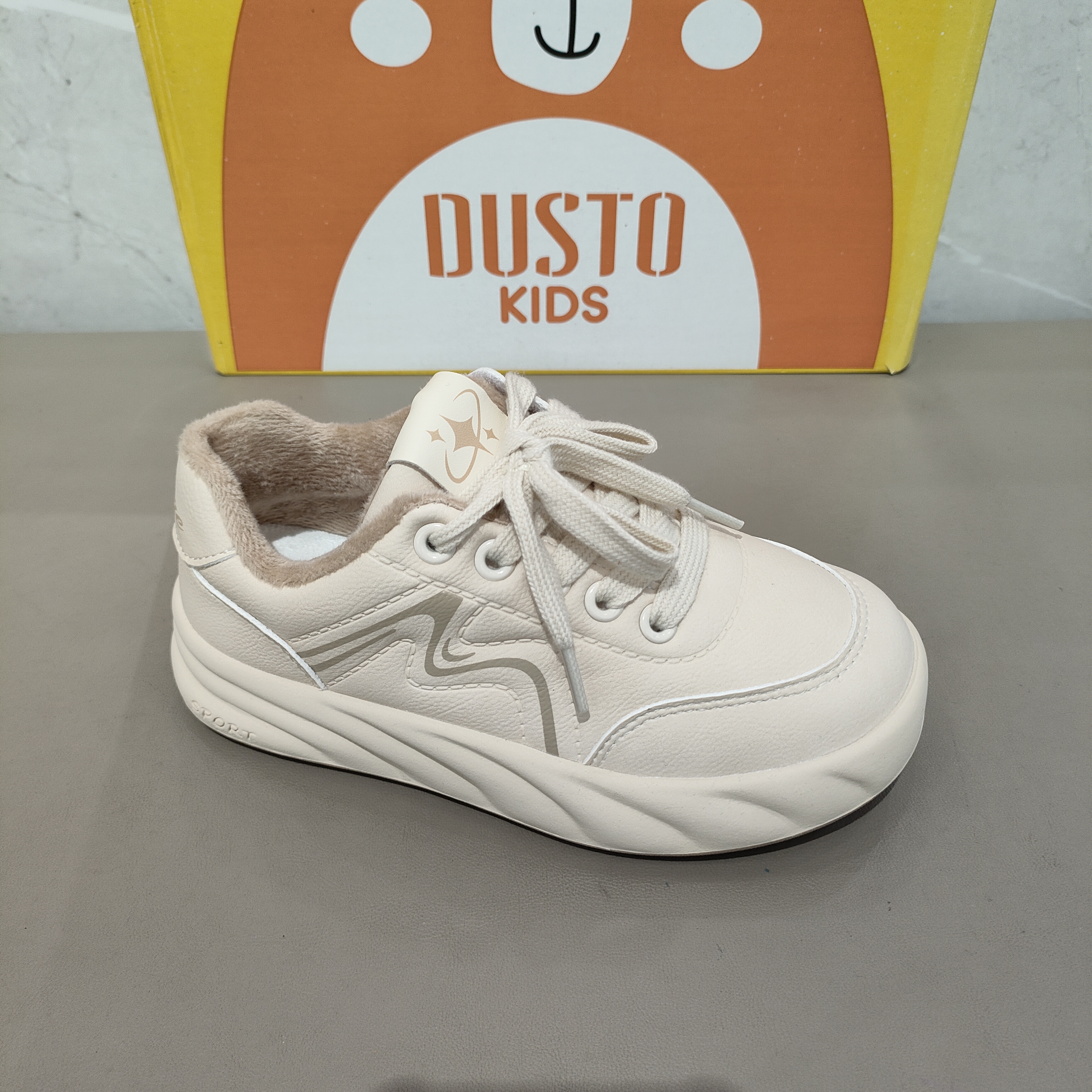 大东加绒儿童小白鞋2025冬季新款休闲鞋潮流百搭皮面儿童板鞋1486