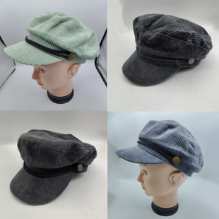 外贸原单尾货春秋新款 小帽檐贝雷帽出游休闲复古潮流百搭布帽 女款