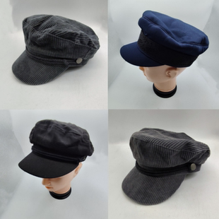 外贸原单尾货春秋新款 小帽檐贝雷帽出游休闲复古潮流百搭布帽 女款