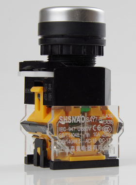 上海森奥 点动 按钮开关自复位 SAY7-B LA38-11 银点 1开1闭 φ22