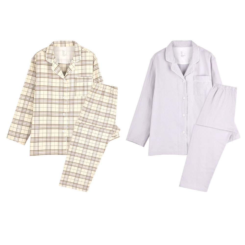新款 法兰绒睡衣无印家居服套装无侧缝秋冬磨毛 保暖棉绒良品情侣