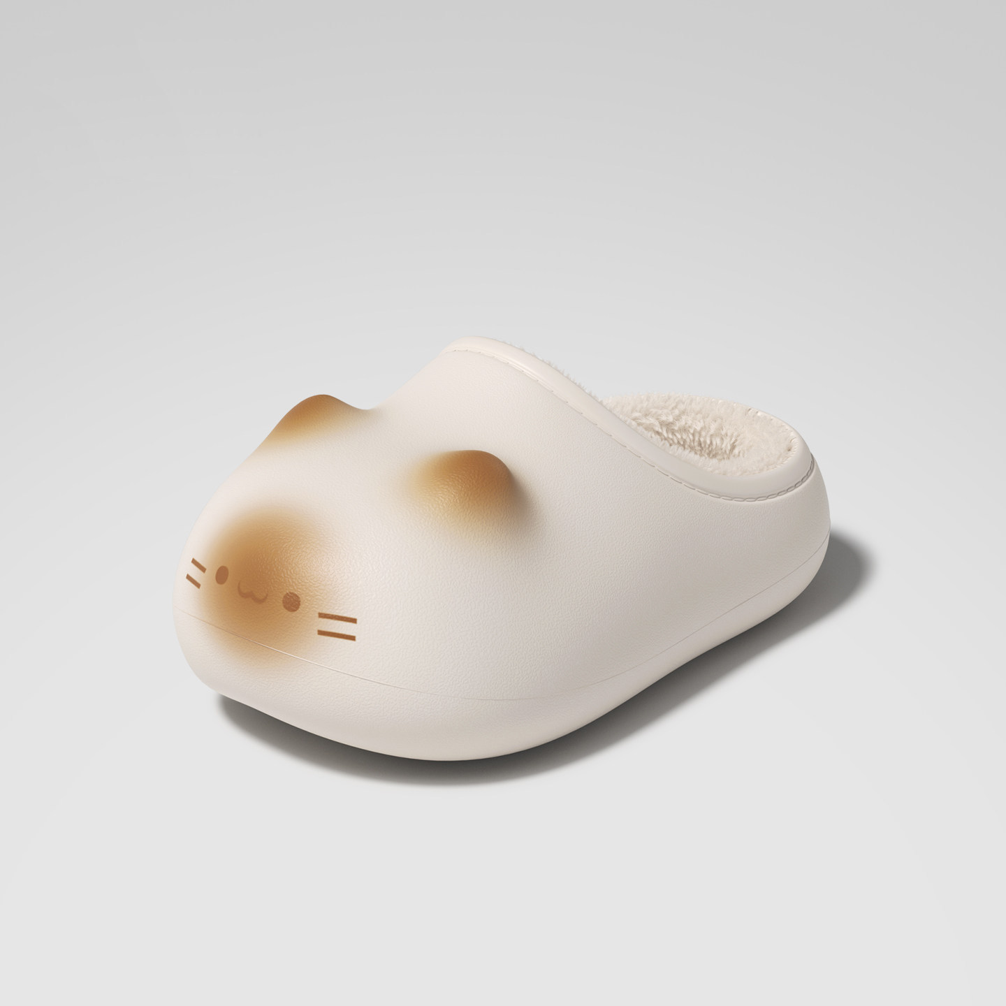 可爱猫爪印防水情侣款保暖棉拖鞋