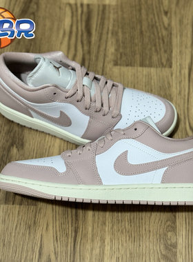 女子大码 Air Jordan 1皮革面AJ1低帮粉白色休闲球鞋DC0774-162