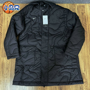 正品Nike耐克休闲宽松运动保暖防水中长款连帽棉服外套FB6337-010