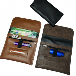 仿皮面PU皮革时尚 烟丝收纳袋简约烟丝袋烟草包 手卷包磁铁纽扣款