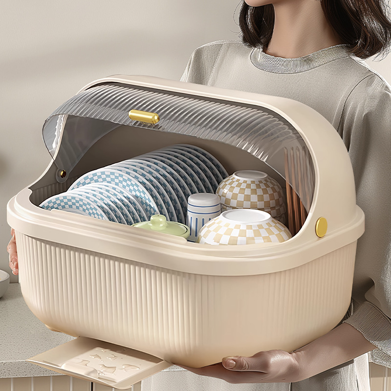 碗筷收纳盒带盖沥水碗架放碟盘箱婴儿宝宝奶瓶餐具厨房家用碗柜子