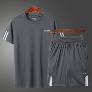 T恤速干夏装情侣套装男士休闲运动套装网眼短袖套装运动服透气图片