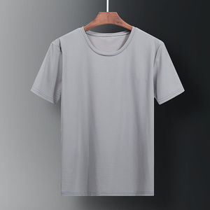 夏季速干超薄冰丝短袖男薄款网眼丝滑弹力修身休闲运动透气T恤男图片